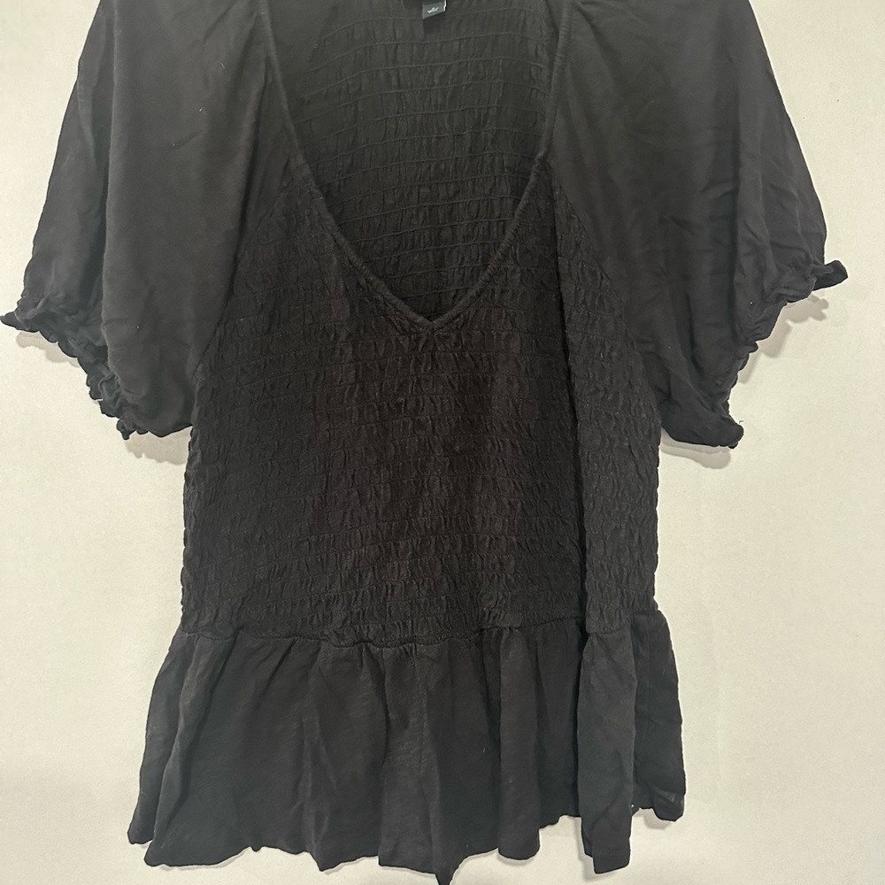 💜 2/$40! Torrid Black Smocked Blouse